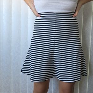 Black & White Striped Flare Skirt